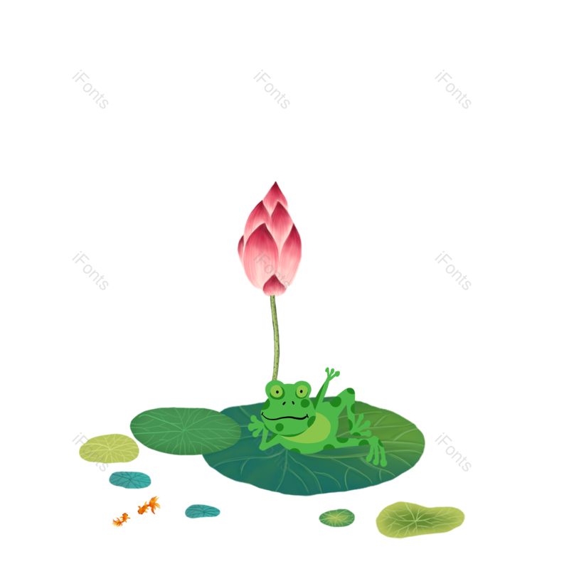 装饰图片,元素元素,荷花PNG,青蛙免抠素材